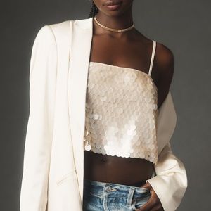 Anthropologie by Anthropologie neon sequin crop top